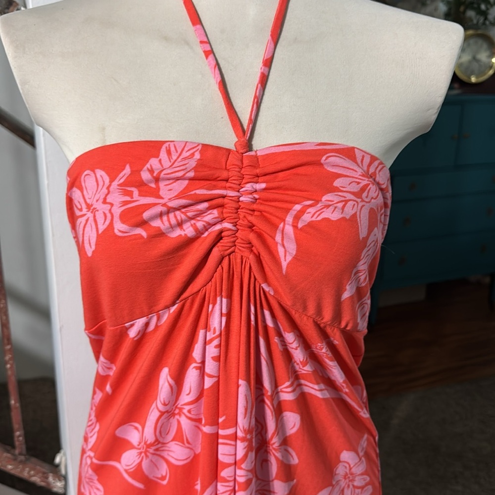 Tommy Bahama Coral Pink Floral Strapless Maxi Dress - Picture 2 of 11